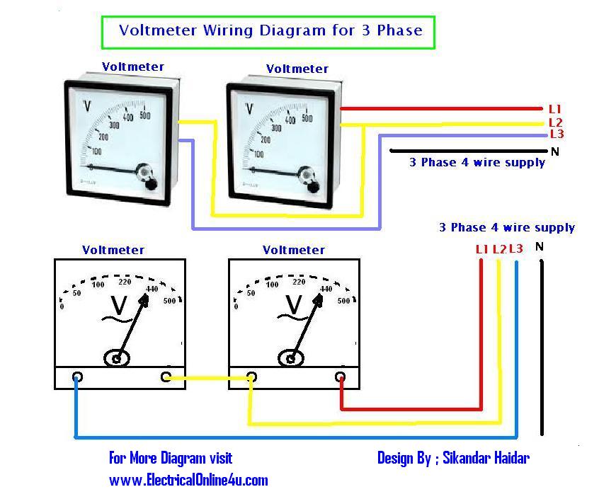 3-phase voltmeter wiring diagram