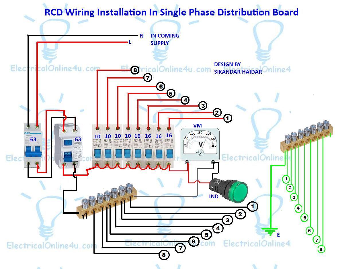 rcd wiring diagram in distribution board