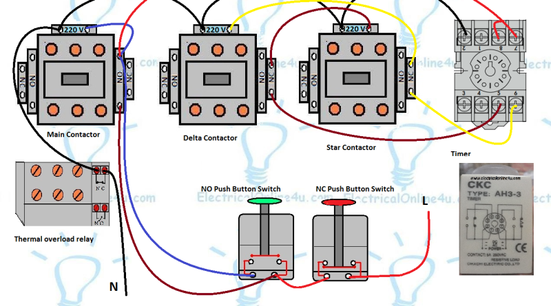 star delta starter control circuit diagram
