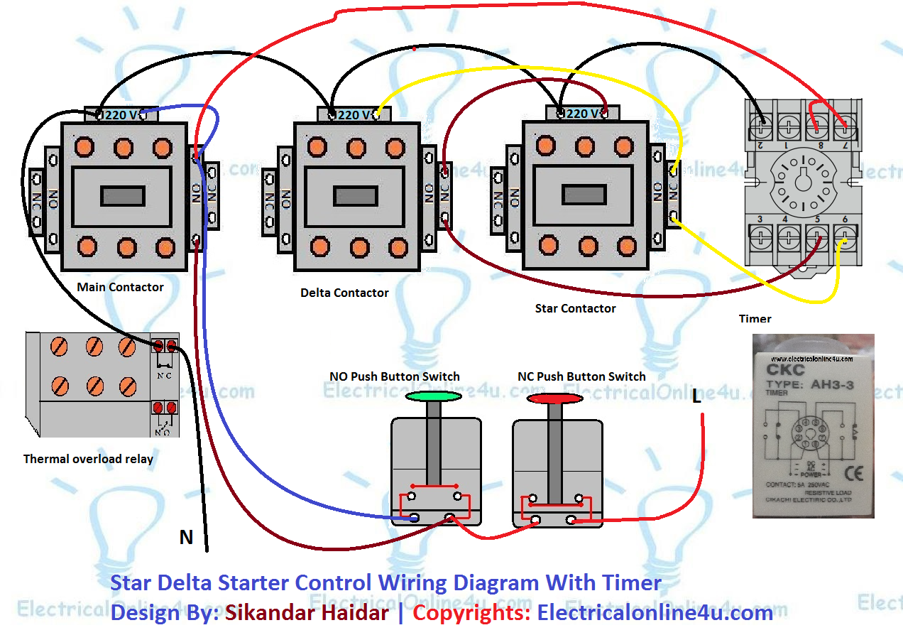 star delta starter control circuit diagram