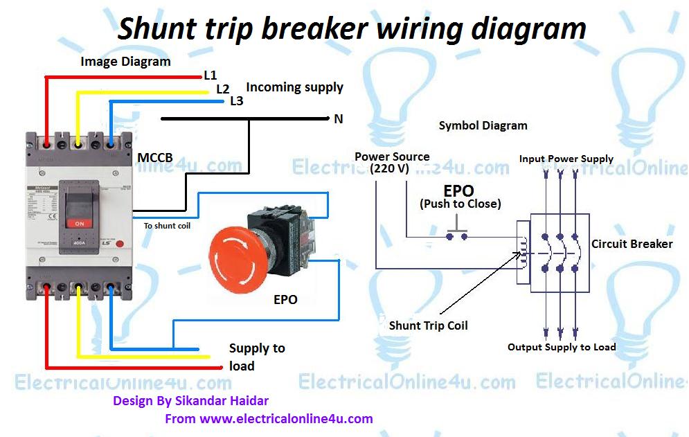 shunt trip breaker wiring diagram